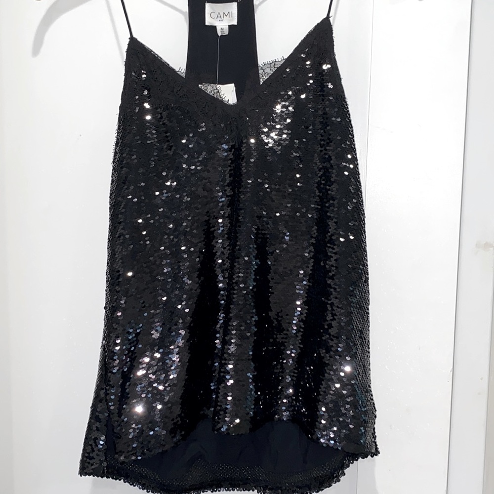 Cami NYC black sequins tank size M